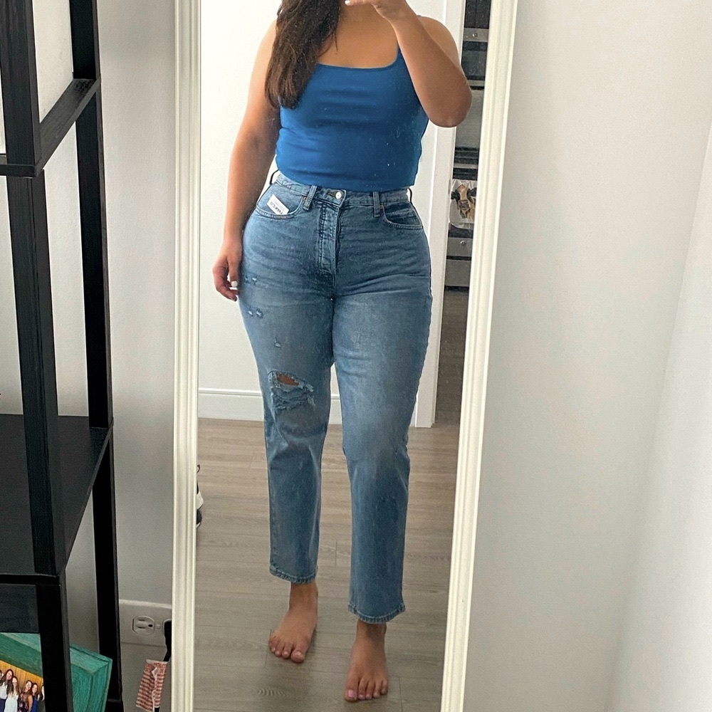 NWT Curvy Ski-Hi Straight Ripped Jeans